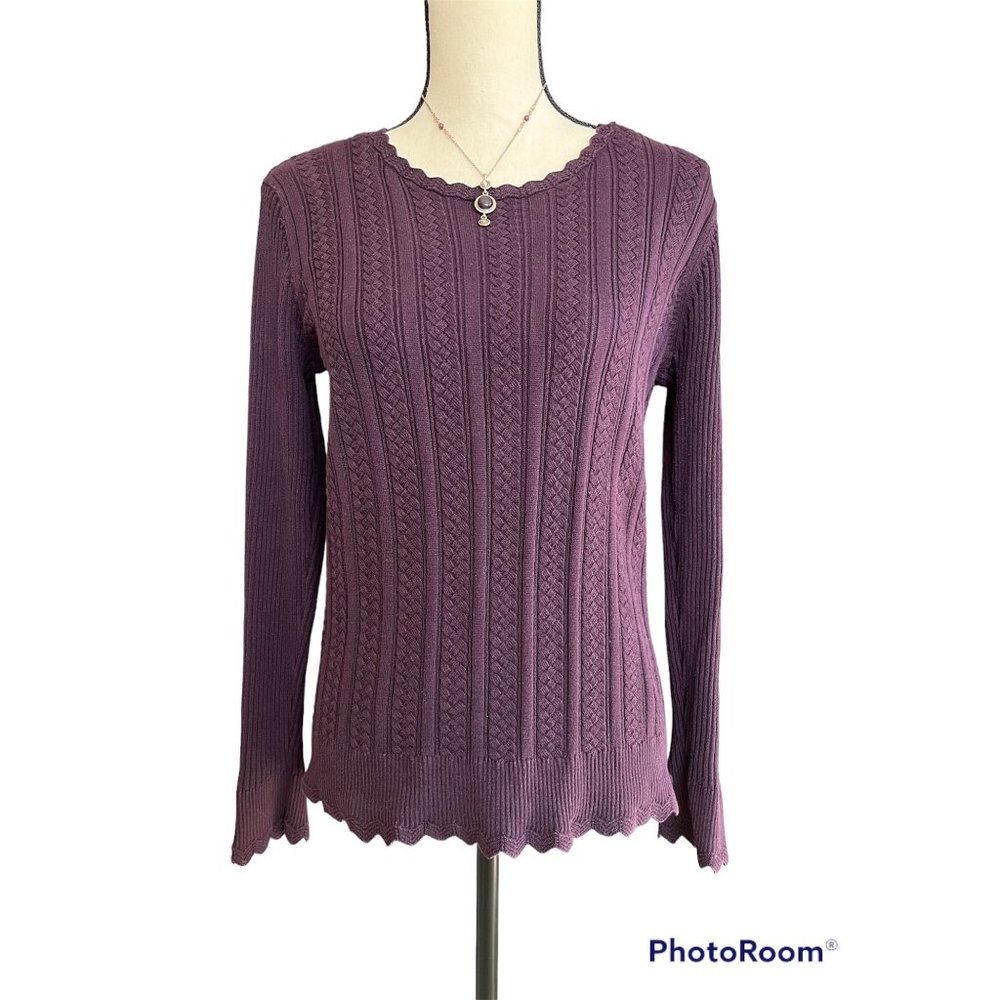Jeanne Pierre Dark Purple Long Sleeve Sweater Womens Size M